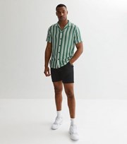 New Look Green Stripe Revere Collar Short Sleeve Shirt